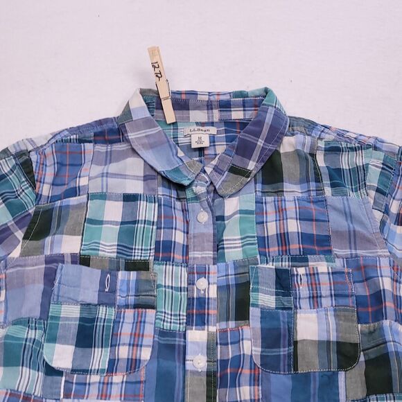 LL Bean Long Sleeve Button Up Shirt Adult Mens Size Medium M Blue White - Picture 1 of 8